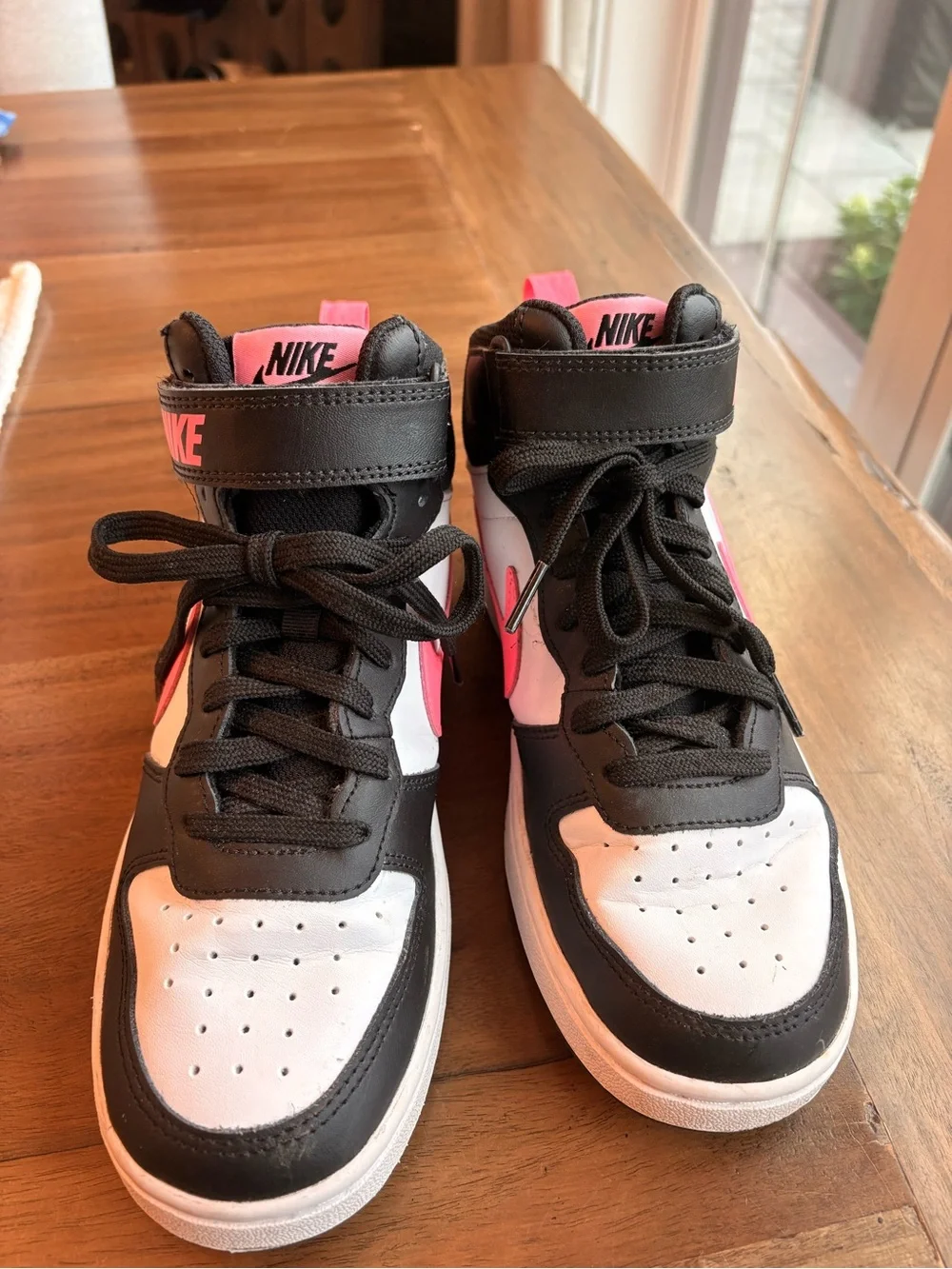 Nike Court Borough Mid 2 Sneakers in Black, White & Hot Pink